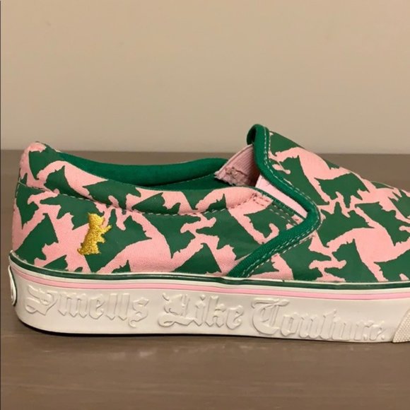 Juicy Couture Green and Pink Scottie Print Canvas Sneakers - Women’s Size 6 - Picture 5 of 5
